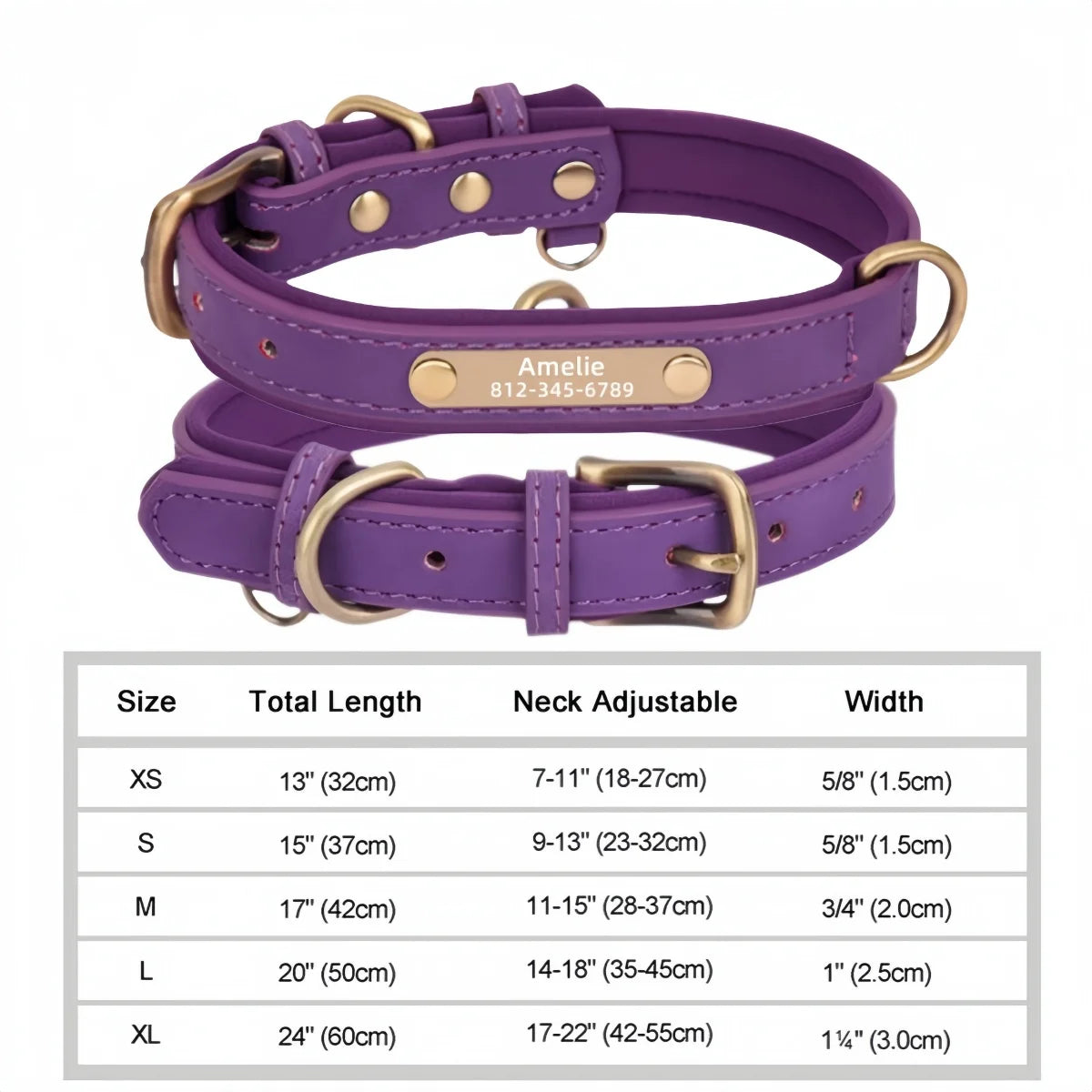 Collier en cuir personnalisé avec gravure pour chien