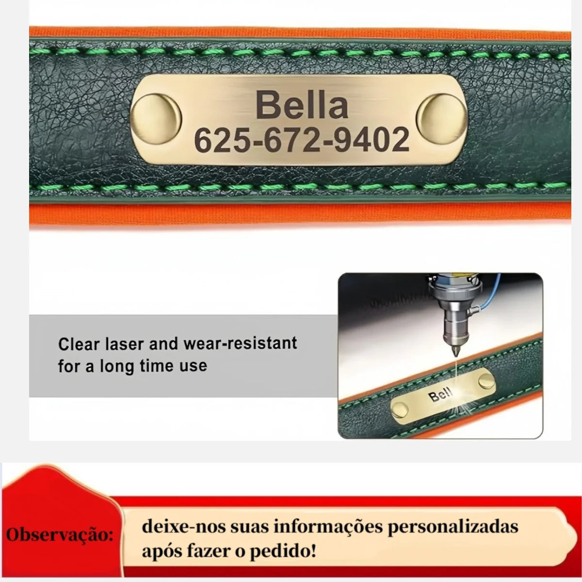 Collier en cuir personnalisé avec gravure pour chien