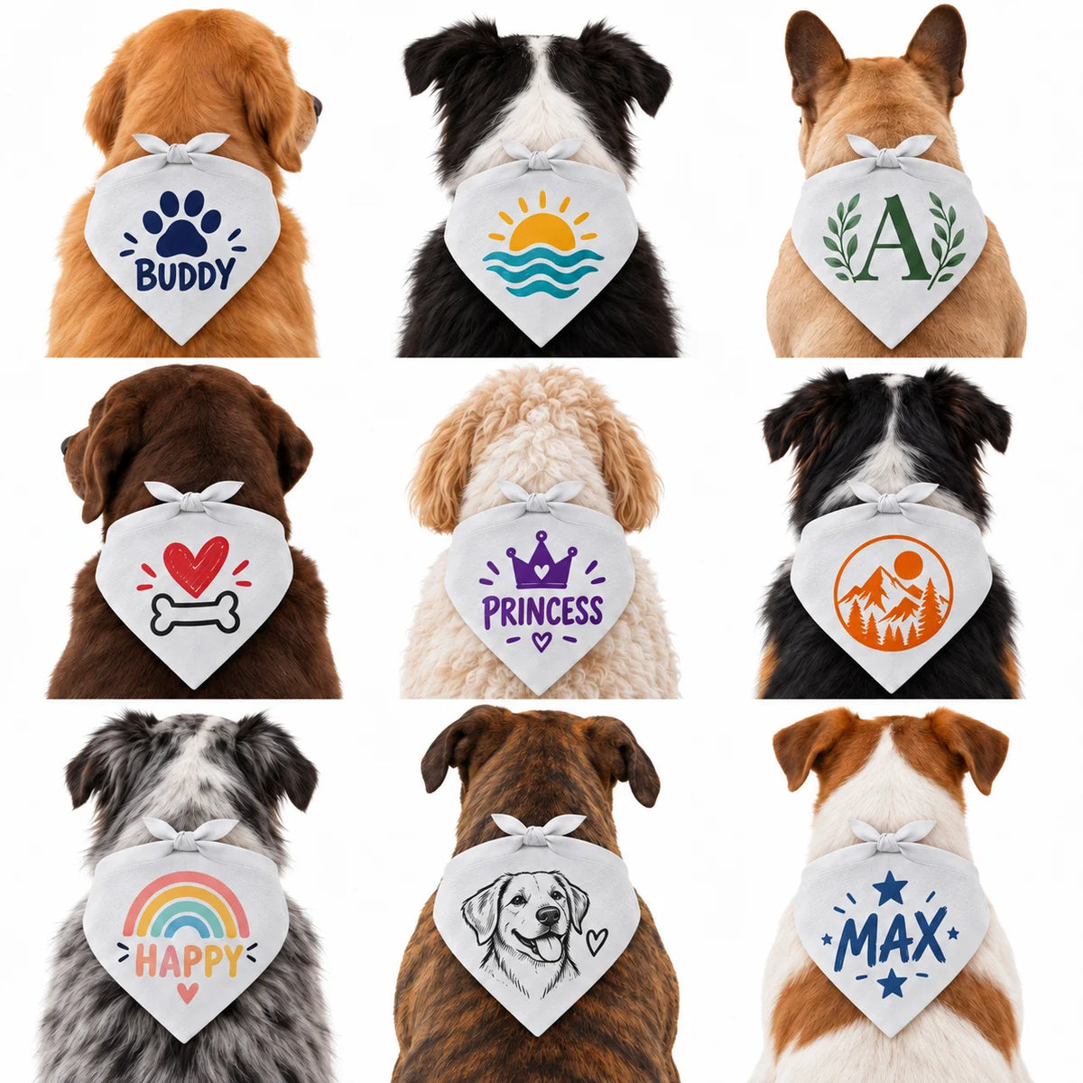 Bandana personnalisé pour chien – Foulard triangle avec texte, photo ou logo | Toutes tailles