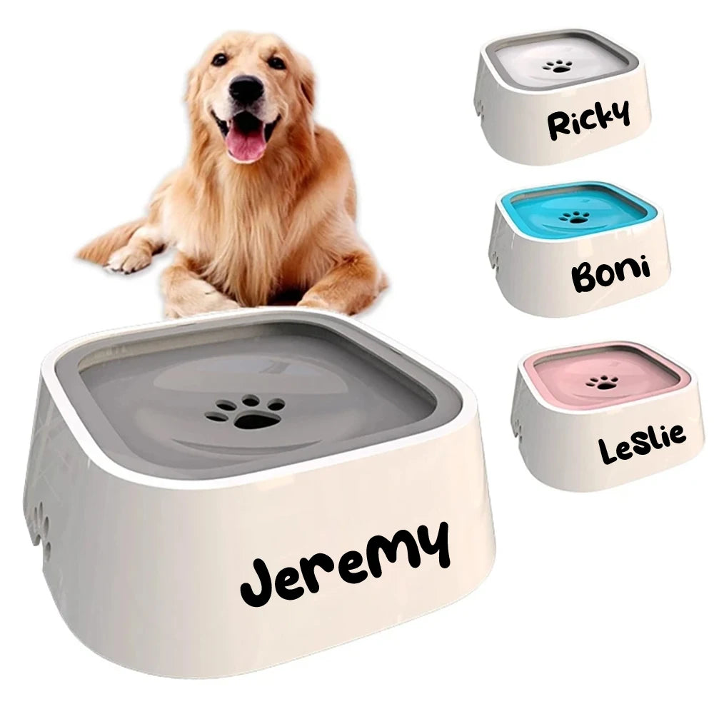 Gamelle à eau personnalisée pour chien et chat – Anti-débordement, prénom gravé | Sans éclaboussures