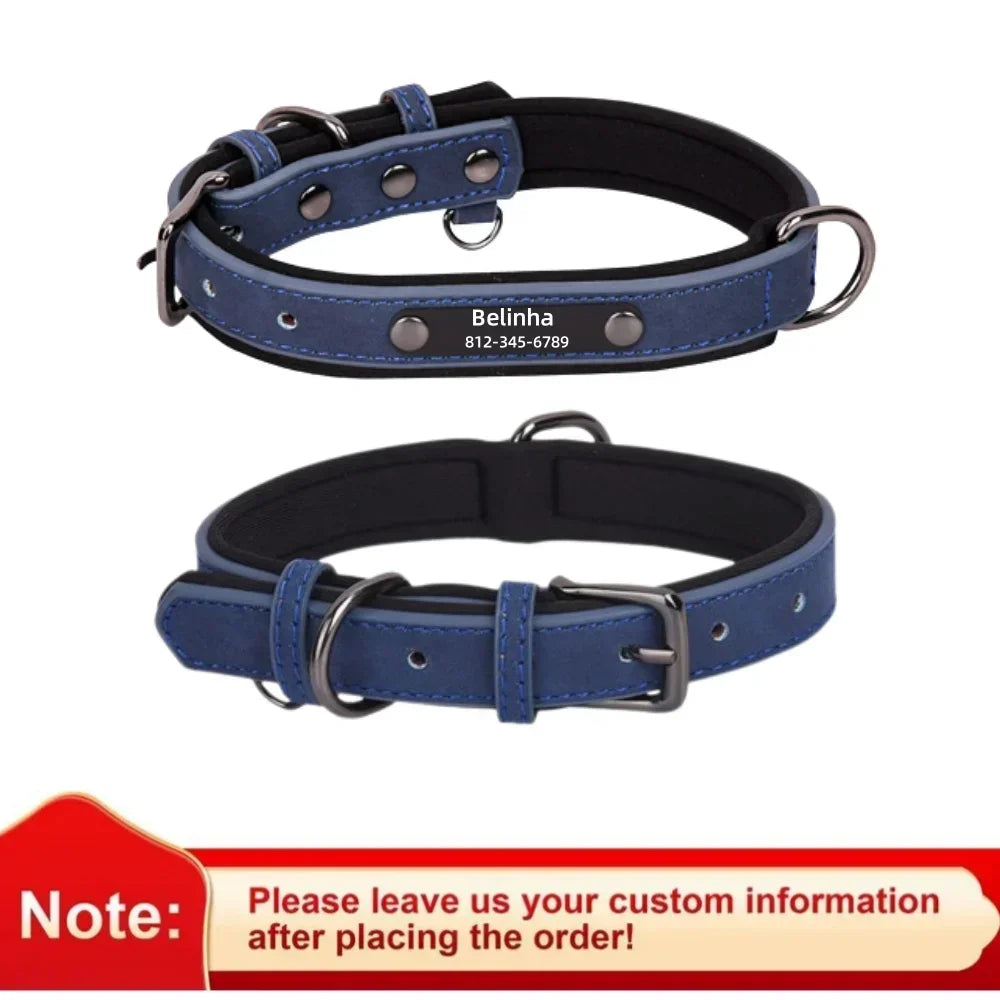 Collier en cuir personnalisé avec gravure pour chien