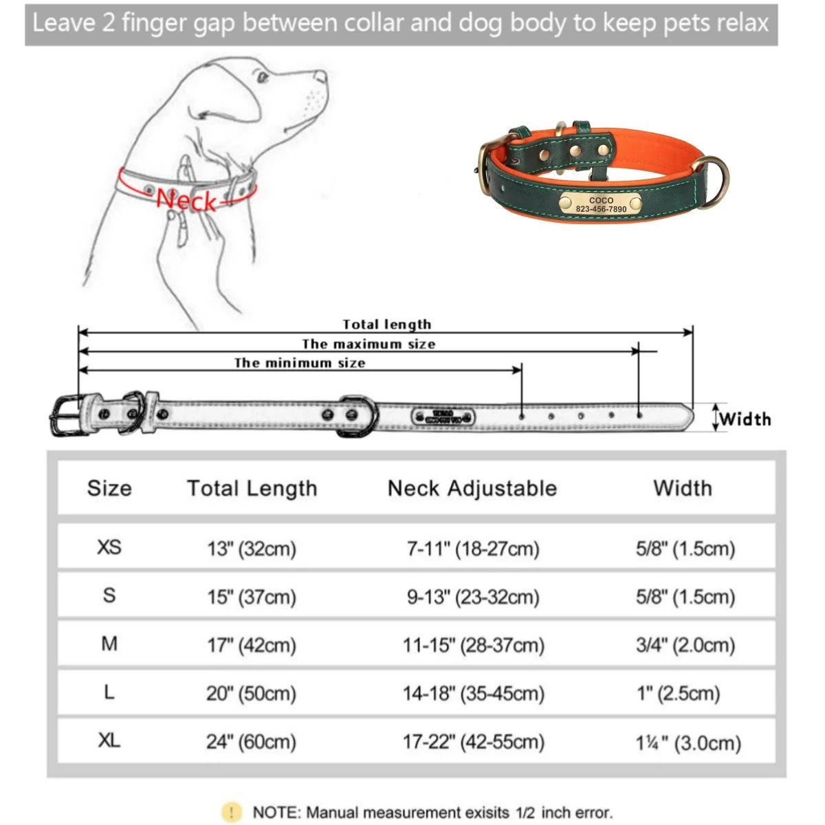 Collier en cuir personnalisé avec gravure pour chien