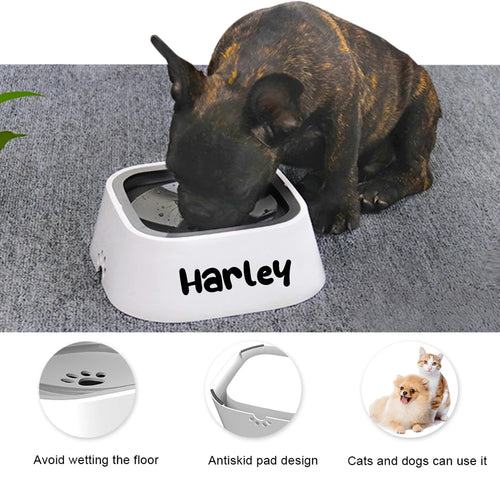 Gamelle à eau personnalisée pour chien et chat – Anti-débordement, prénom gravé | Sans éclaboussures
